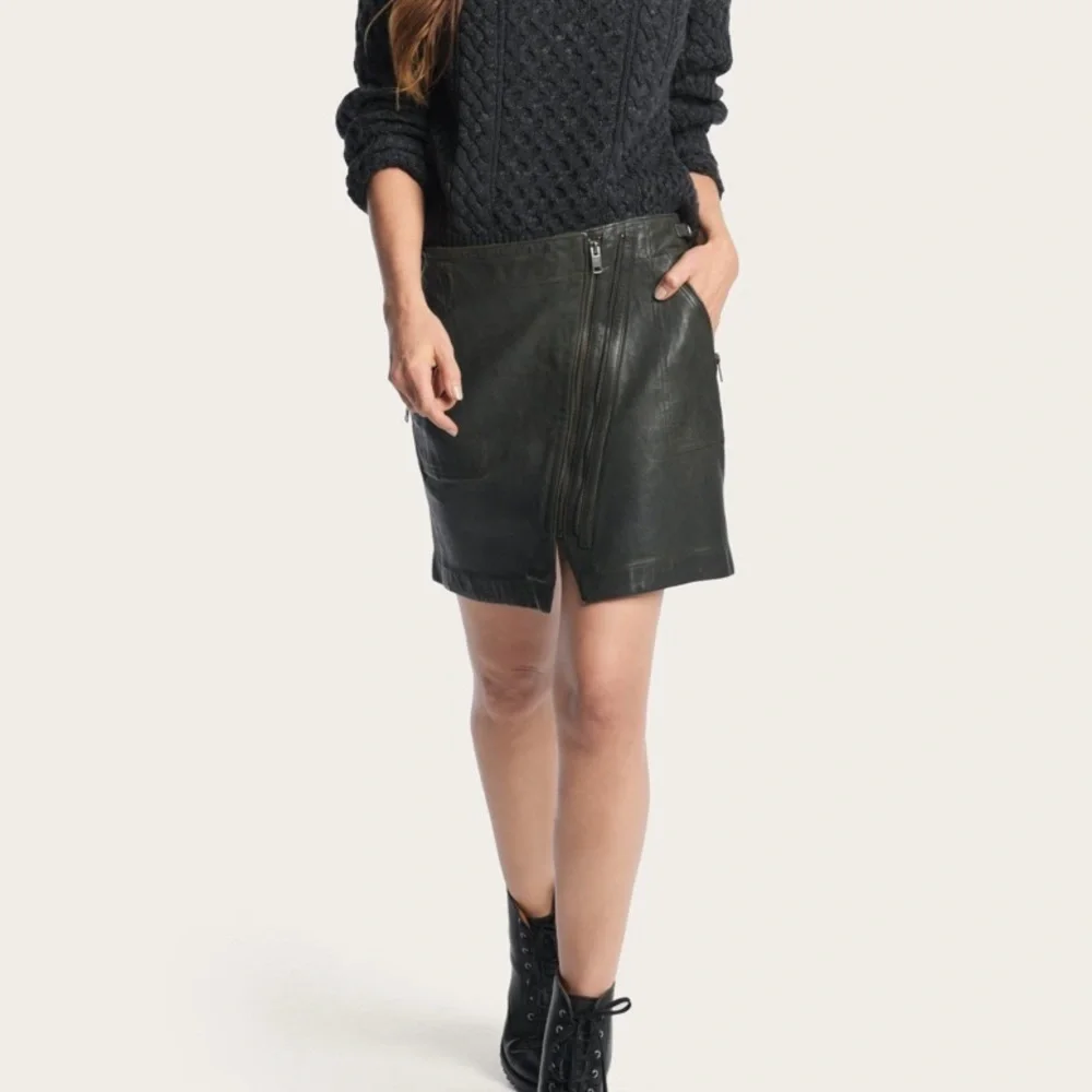 “FRYE” Diya Leather Moto Mini Skirt - Picture 5 of 16